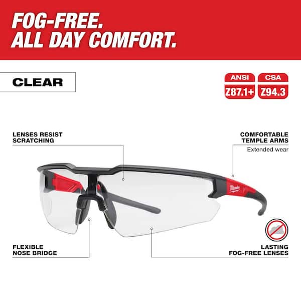 Safety Glasses with Clear Fog-Free Lenses (12-Pack)