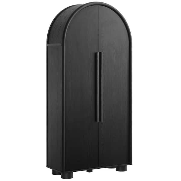 Bellamy Black 79.1 in. Accent Cabinet Office Storage Cabinet with 4 Shelves with 2 Adjustable Shelves