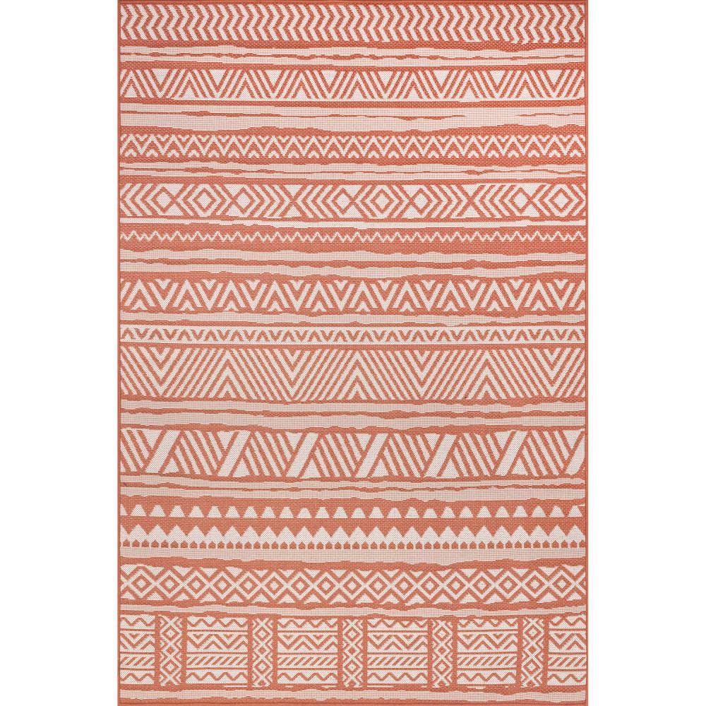 Abbey Tribal Striped Coral 4 ft. x 6 ft. Indoor/Outdoor Area Rug -  nuLOOM, GBCB34K-406