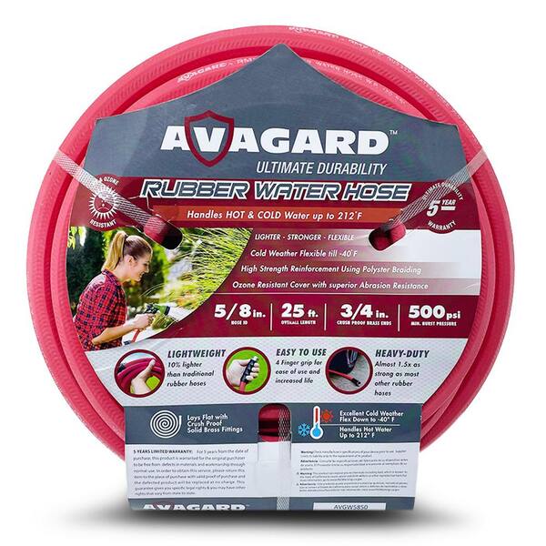 AVAGARD 5/8 in. x 25 ft. Heavy-Duty Rubber Water Hose
