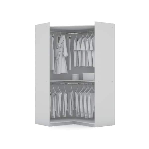 Luxor Ramsey 3 0 White Sectional Corner Wardrobe Closet Set Of 2 117hd1 The Home Depot