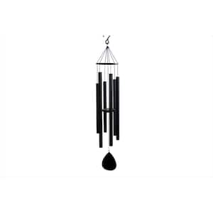 42 in. Black Metal Ring Top Chime with 6 Aluminum Tubes