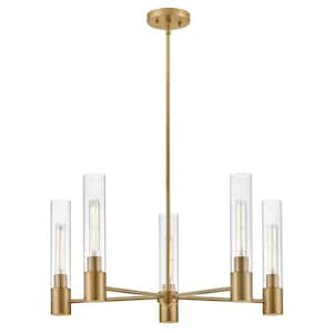 Shea 5-Light Lacquered Brass Tubed Chandelier