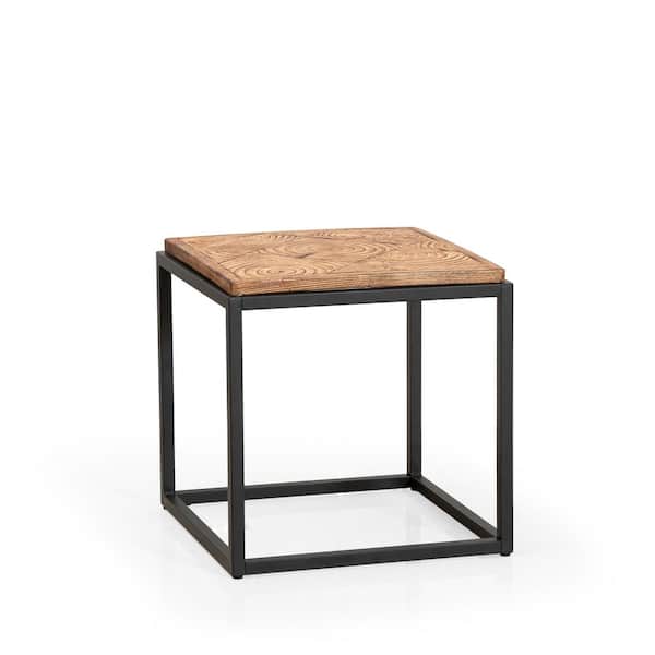 AMITY TRUN LLC 22 in. Square MDF Wood Outdoor Coffee Table with Steel Frame