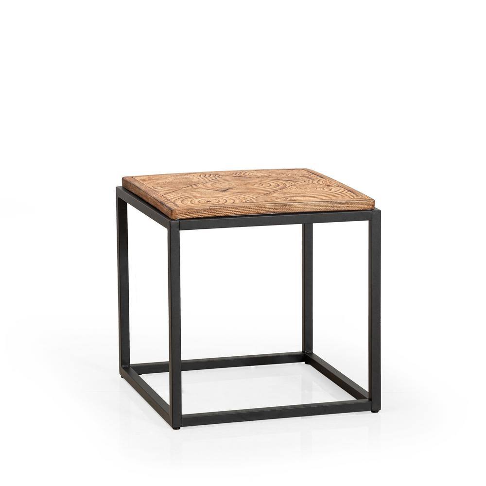 22 in. Square MDF Wood Outdoor Coffee Table with Steel Frame
