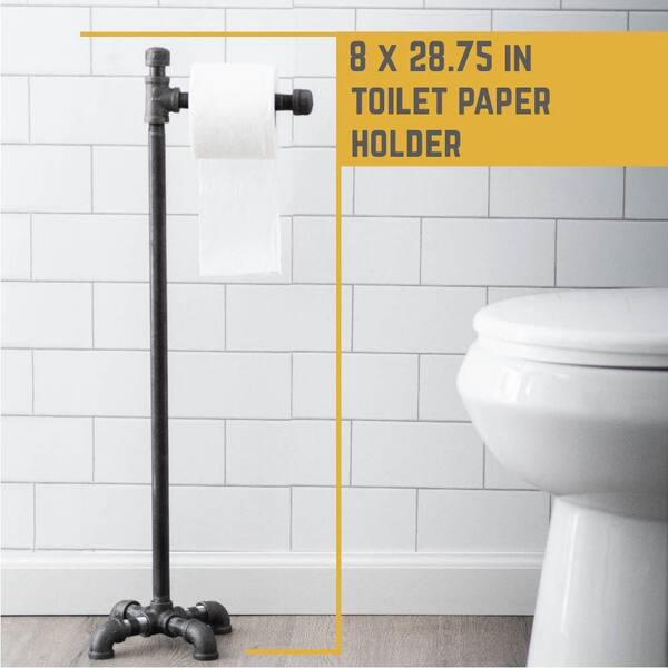 Next Level USA Industrial Farmhouse Toilet Paper Holder with Black