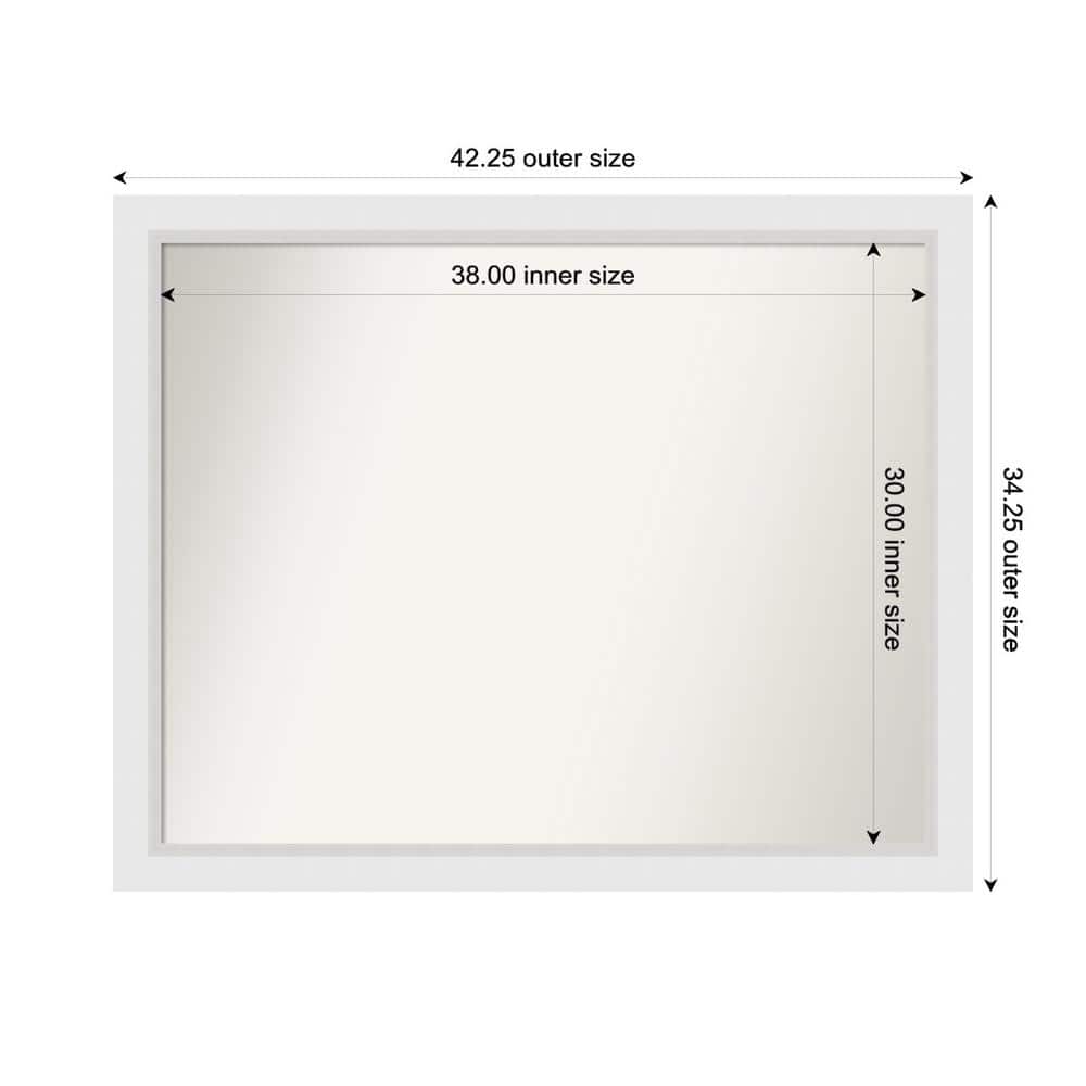 Blanco White 42.25 in. x 34.25 in. Custom Non-Beveled Wood Framed Bathroom 