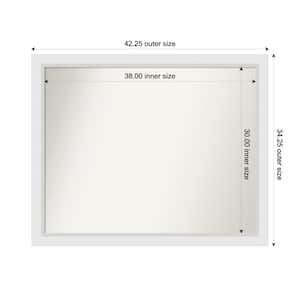 Blanco White 42.25 in. x 34.25 in. Custom Non-Beveled Wood Framed Bathroom Vanity Wall Mirror