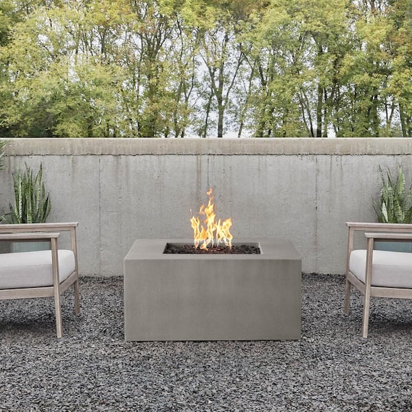 Matteau 40 in. Square Concrete Composite Natural Gas Fire Table in Flint with Vinyl Cover