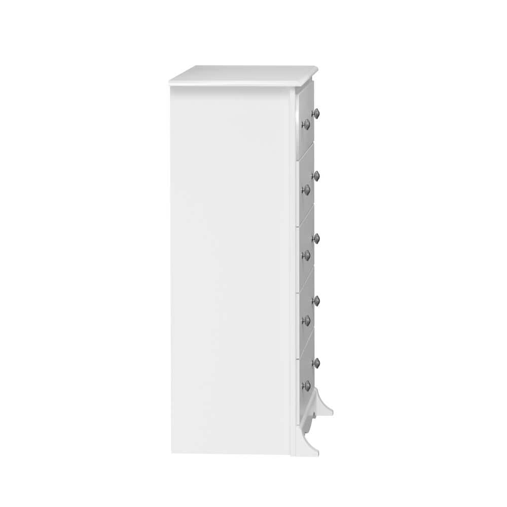 Fremont White 5-Drawer Tall Dresser in Laminated Composite Wood