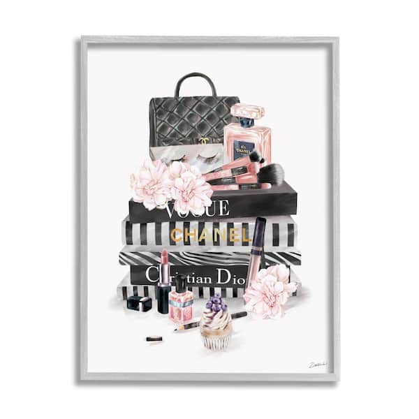 Stupell Industries "Daily Glam Necessities Fashion Forward Book Stack" by Ziwei Li Framed Abstract Wall Art Print 16 in. x 20 in.