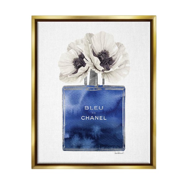 blue and gold chanel wall decor