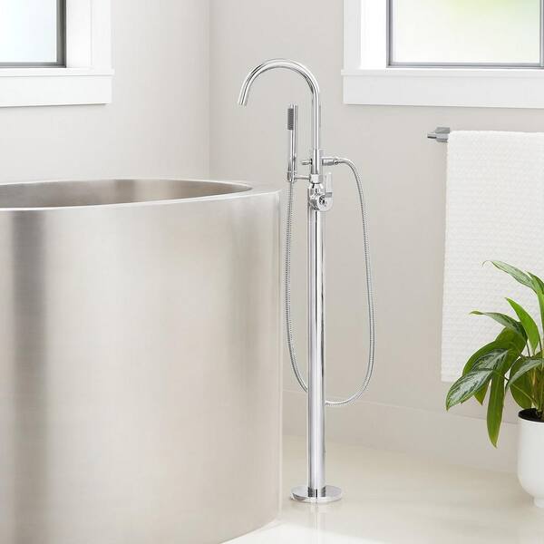 Signature Hardware Gunther Single Handle Freestanding Tub Faucet Hand Shower In Chrome 477068 0731