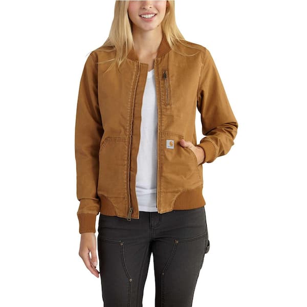 Carhartt Women's Large Brown Cotton Blend Crawford Bomber Jacket