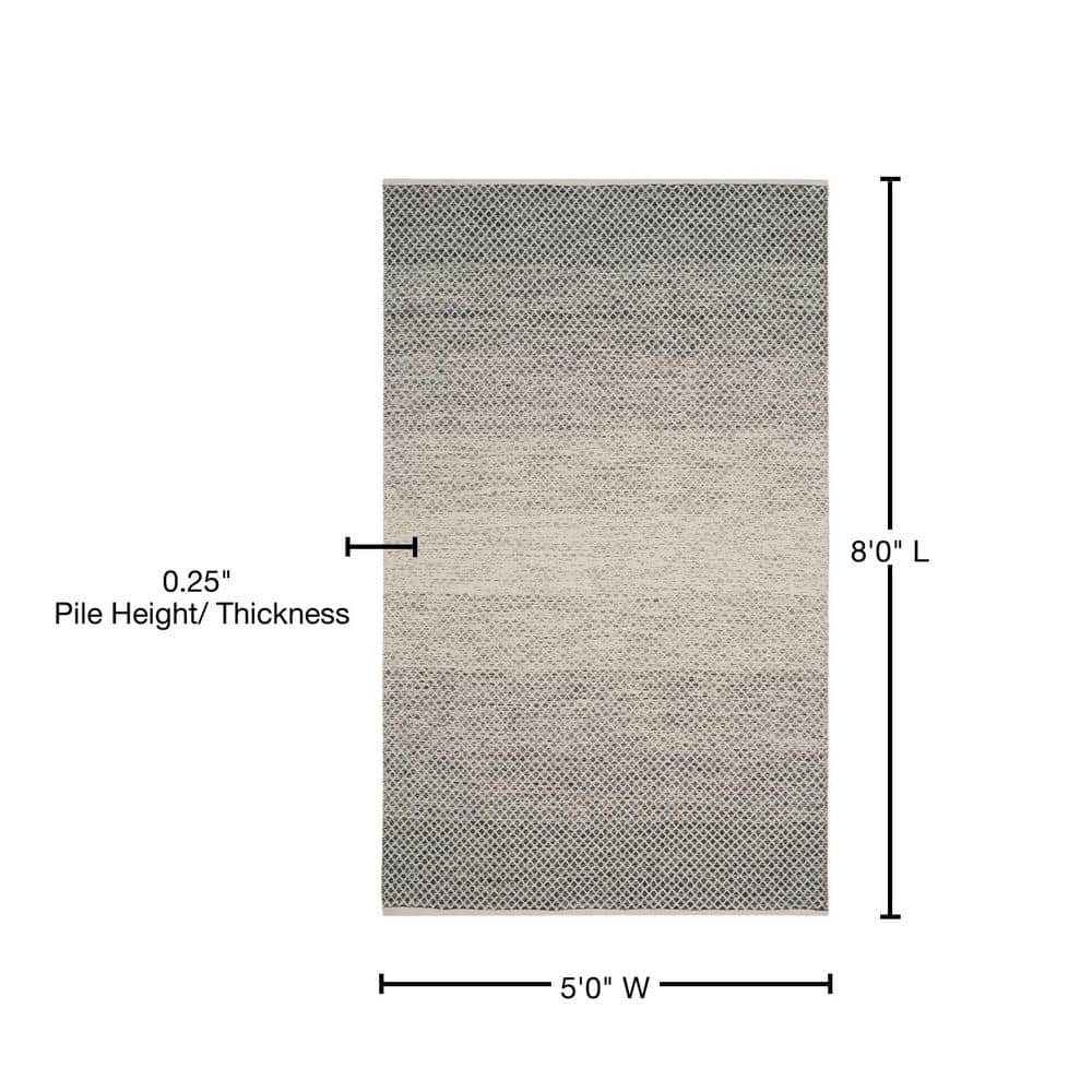 Montauk Black and Ivory Cotton Geometric 5' x 8' Area Rug