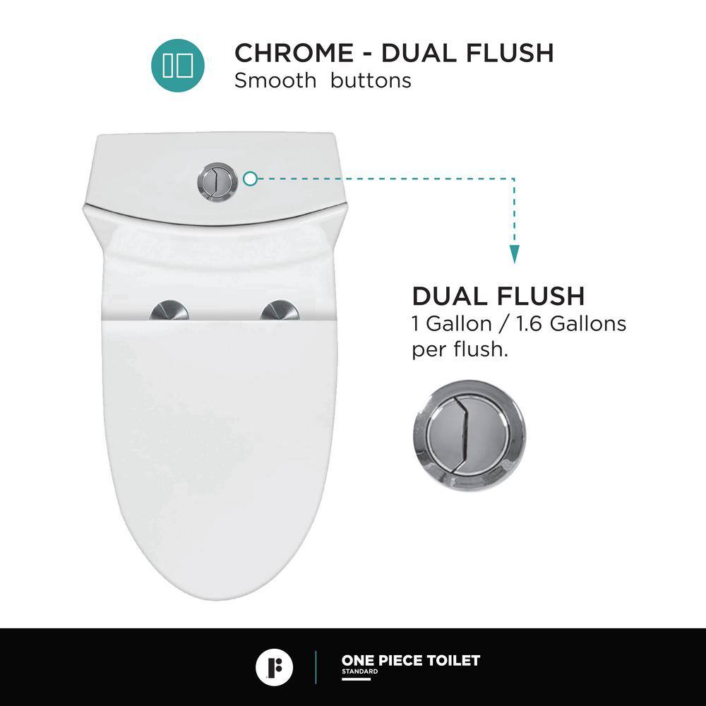 Dual-Flush Elongated One-Piece Toilet with High Efficiency Flush