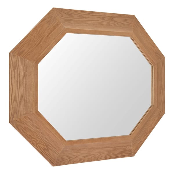 Modern Medium Brown Wood 42.9 in. W x 52.8 in. H Otekant Octagonal Wall Mirror