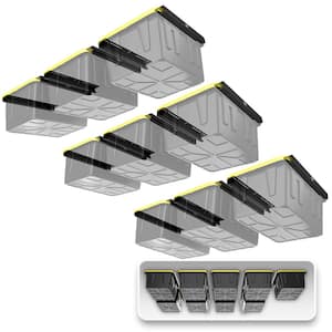 3 in. W x 2 in. H x  26 in. D Nine Bin Rack Adjustable Height Garage Ceiling Mounted Storage Unit Black