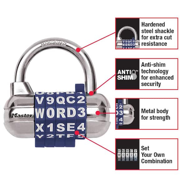 1 Pack, 5 dials Locker Locks Set Your own Word Combination Padlock Silver Combination Padlock 
