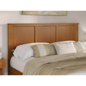 Madison Light Toffee Natural Bronze King Solid Wood Panel Headboard with Attachable Charger