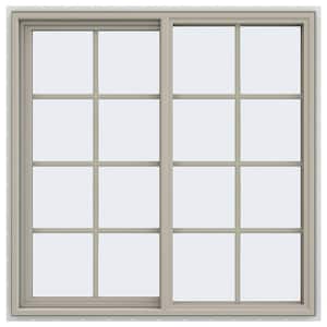 47.5 in. x 47.5 in. V-4500 Series Desert Sand Vinyl Left-Handed Sliding Window with Colonial Grids/Grilles