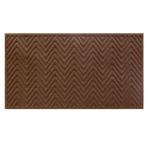 TrafficMaster Brown Chevron 17 in. x 30 in. Non-Slip Indoor Outdoor Door Mat