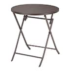 StyleWell Mix And Match 24.6 In. Dark Taupe Folding Round Metal Outdoor ...