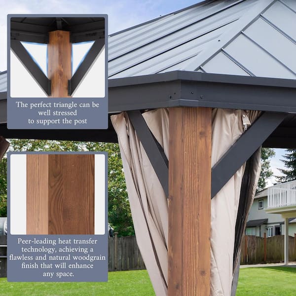 12 ft. x 16 ft. Outdoor Patio Gazebo Canopy Tent With Ventilated Double Roof And Mosquito Net