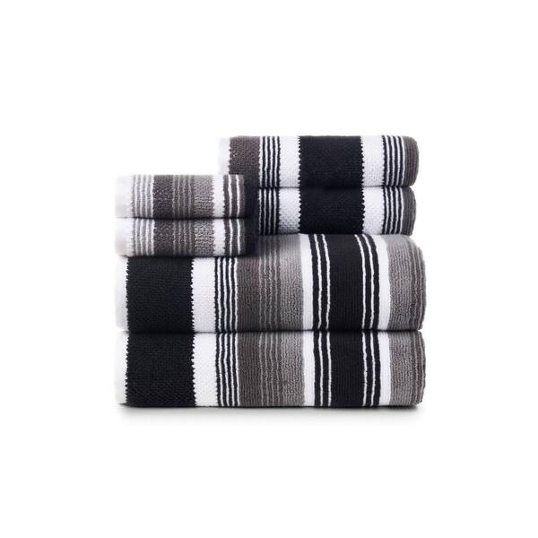 Caro Home 6-Piece Black Montauk Cotton Bath Towel Set 6PC21664T27902 ...