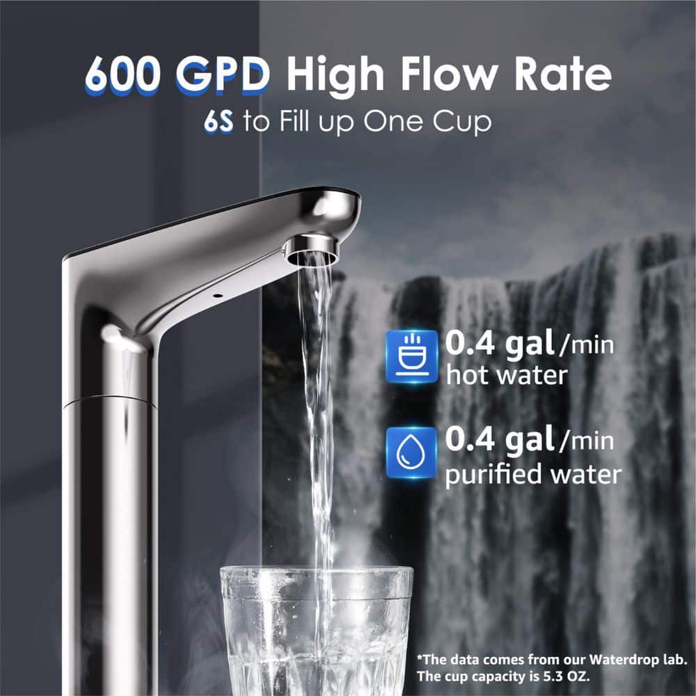 Waterdrop White Stainless Steel Reverse Osmosis System with Smart Faucet