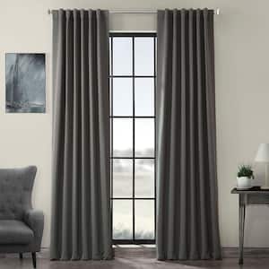 Anthracite Grey Polyester Room Darkening Curtain - 50 in. W x 108 in. L Rod Pocket with Back Tab Single Curtain Panel