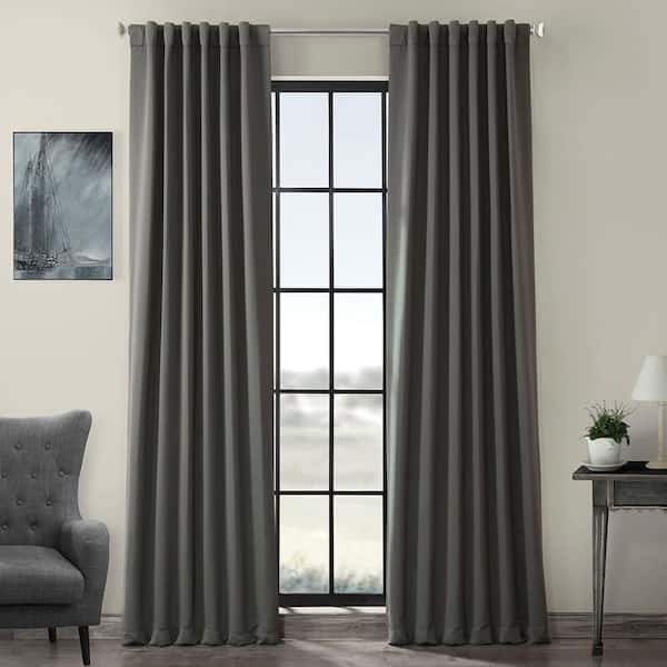 Exclusive Fabrics & Furnishings Anthracite Grey Polyester Room Darkening Curtain - 50 in. W x 120 in. L Rod Pocket with Back Tab Single Curtain Panel
