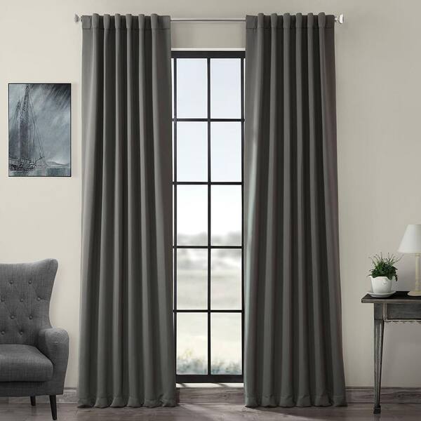 Exclusive Fabrics & Furnishings Anthracite Grey Polyester Room Darkening Curtain - 50 in. W x 84 in. L Rod Pocket with Back Tab Single Curtain Panel