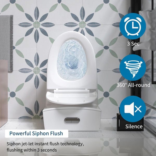 洋式便器 Dual Flush 1-Piece Toilet 1.1/1.6 GPF, 12 in. Elongated Bowl with