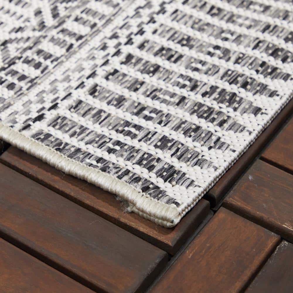 Braided Charcoal and White Synthetic 8' x 10' Stripe Rug