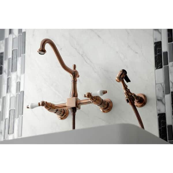 KINGSTON Brass KS1241AX 8-Inch Center Wall Mount Kitchen Faucet