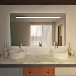 Florence 60 in. W x 36 in. H Large Rectangular Frameless LED Wall Bathroom Vanity Mirror with Memory Dimmer and Defogger