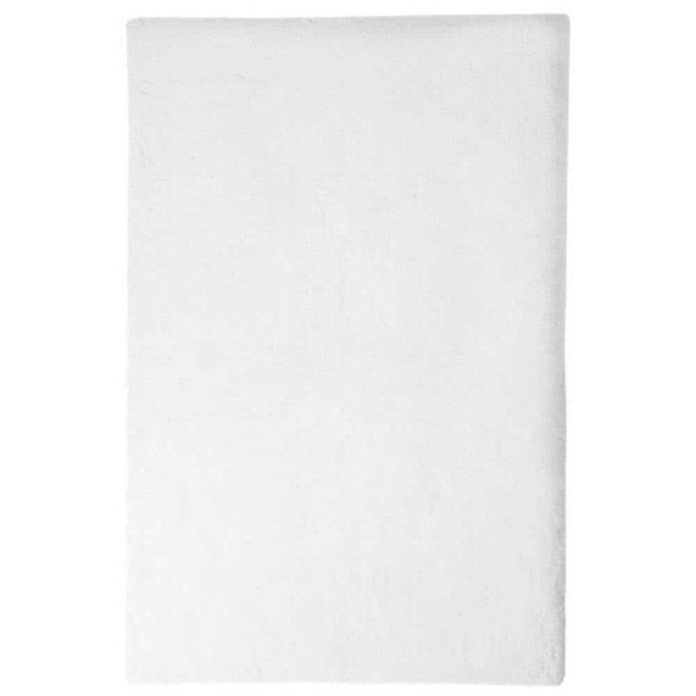 Latepis Mmlior White 8 ft. x 10 ft. Soft Faux Rabbit Fur Area Rug