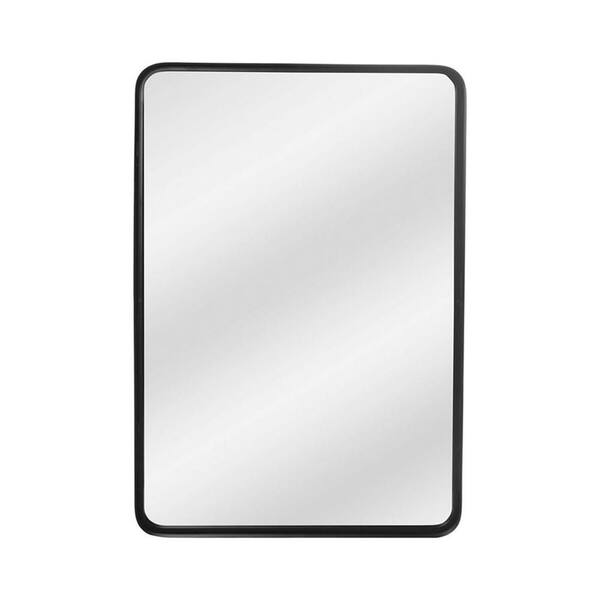 Unbranded Modern 24 in. W x 36 in. H Rounded Rectangular Metal Framed Black Mirror for Living Room