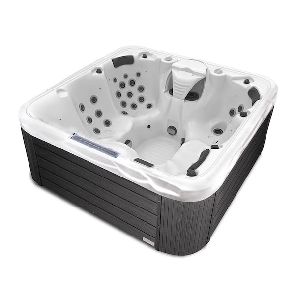 Buenospa Hollywood 5-Person Spa 51-Jets LED Lighting Ozone Generator Sterling Silver Grey Includes Hot Tub Cover