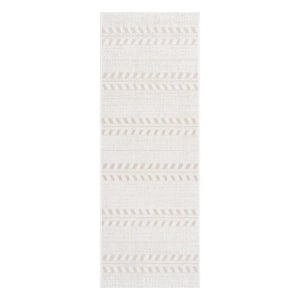 Paseo Moran Stripe Cream/Beige 2 ft. x 6 ft. Striped Indoor/Outdoor Runner Rug