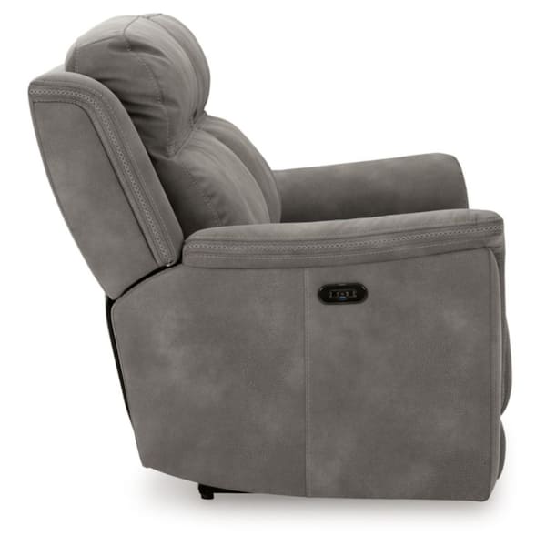 Next-Gen DuraPella 80 in. Pillow Top Arm Faux Leather Rectangle Power Reclining Sofa with USB Ports in Gray