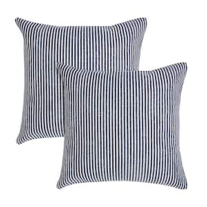 Mai Blue Striped Hand-Woven 20 in. x 20 in. Indoor Throw Pillow Set of 2