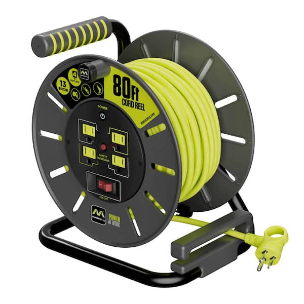 Open Reel 80 ft. 14 AWG/3 13 Amp Extension Cord Reel with 4 Grounded Outlets