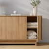 Prepac Finnley 61.5 in. Natural Oak Rectangle Engineered Wood Top Sideboard Cabinet Console TableCabinet with AdjustableShelves OCBG-2520-1