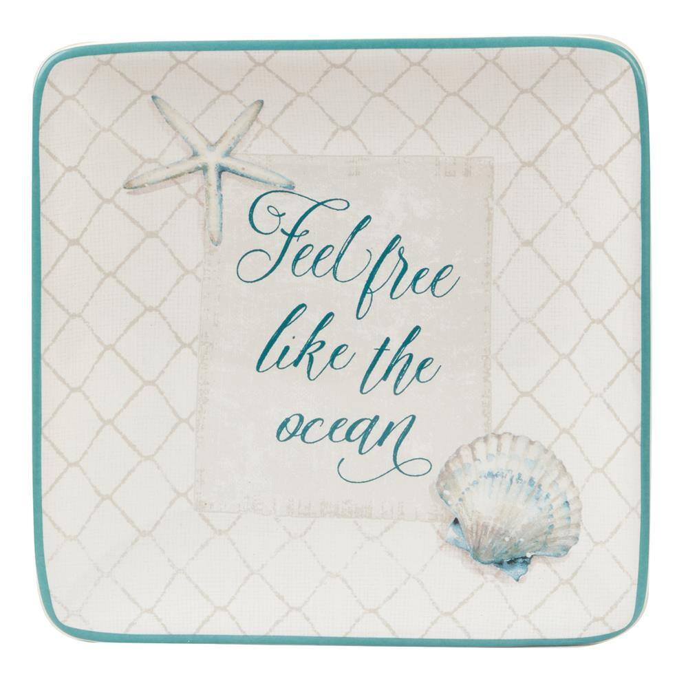 Ocean View Ceramic Coastal Canape Plates Set of 4