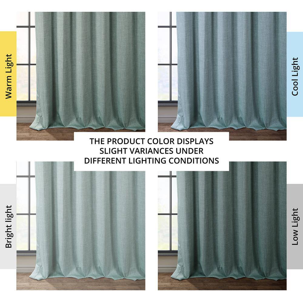 Sea Thistle Gray Faux Linen Blackout Curtains 50" x 108"