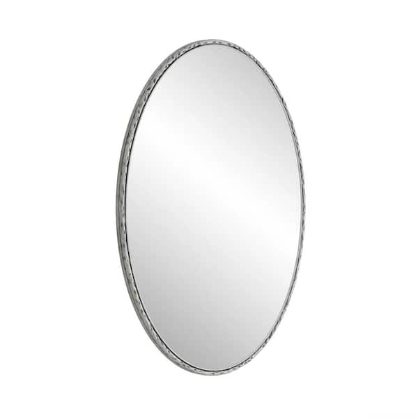 Unbranded Banbury 25 in. W x 39 in. H Oval Framed Tilt Wall Bathroom Vanity Mirror in Brushed Nickel