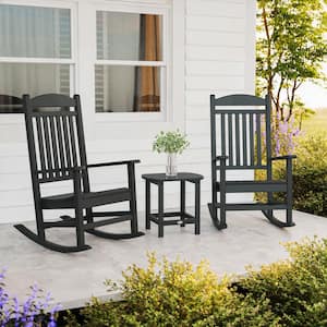 POLYWOOD Grant Park Plastic 3-Piece Slate Grey Outdoor Rocking
