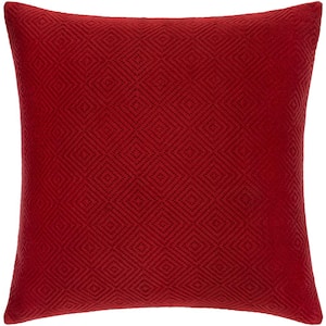 Jillayne Dark Red Solid Hand Woven Texture Polyester Fill 20 in. x 20 in. Decorative Pillow